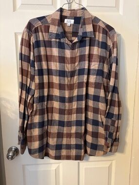 croft & barrow Navy, Brown & Tan Plaid Flannel Button-Down Shirt